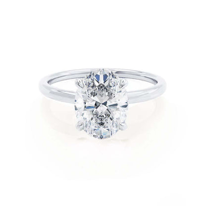 1.0 CT Oval Hidden Halo CVD E/VS1 Diamond Engagement Ring