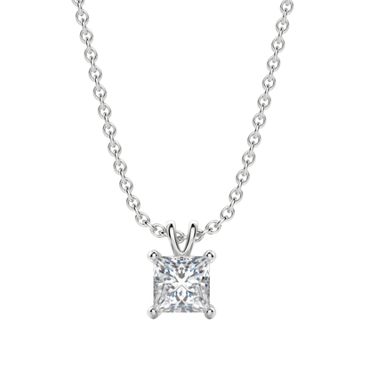 0.25 CT- 1.0 CT Princess Solitaire CVD F/VS Diamond Necklace