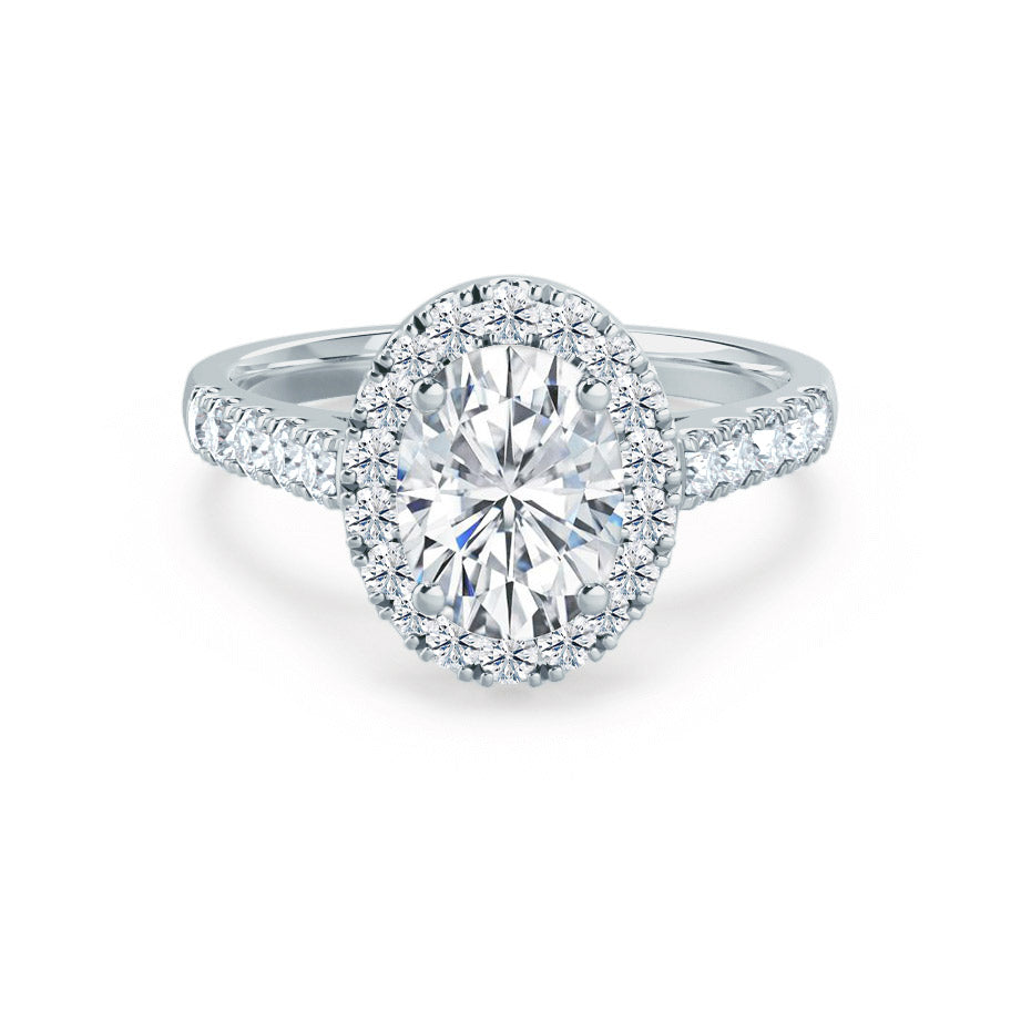 1.50 CT Oval Halo CVD E/VVS1 Diamond Engagement Ring