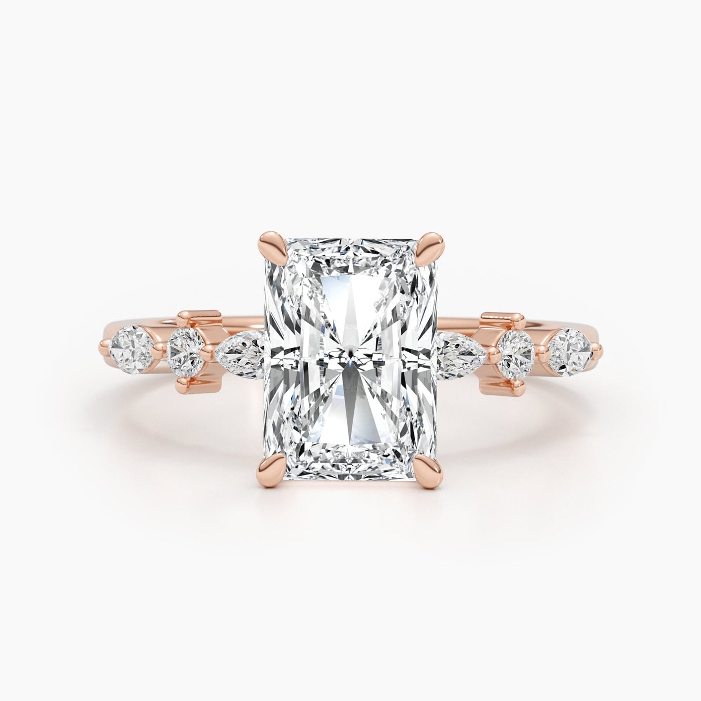 4ct Radiant G- VS Dainty Diamond Engagement Ring