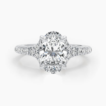 2.63ct Oval F- VS Pave Diamond Engagement Ring