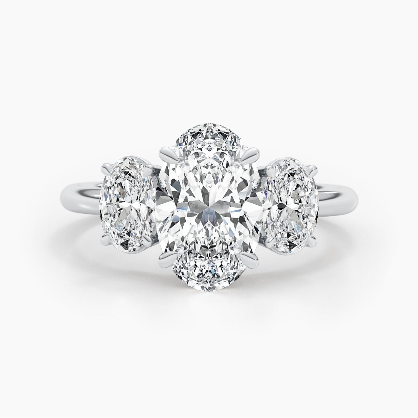 2.61ct Oval G- VS 3 Stones Diamond Engagement Ring