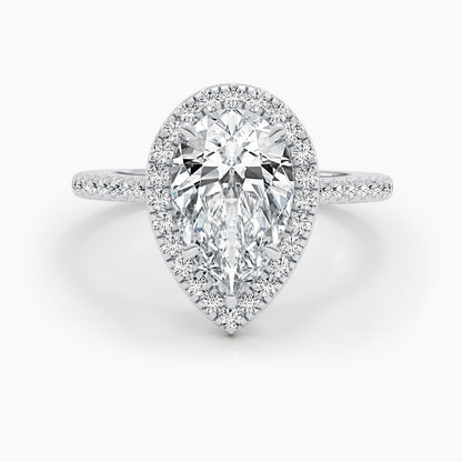 2.51ct Pear F- VS Halo & Pave Diamond Engagement Ring