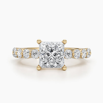 1.5ct Princess F- VS Pave Diamond Engagement Ring