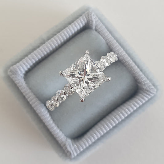 2.01 CT Princess Solitaire CVD D/VS1 Diamond Engagement Ring