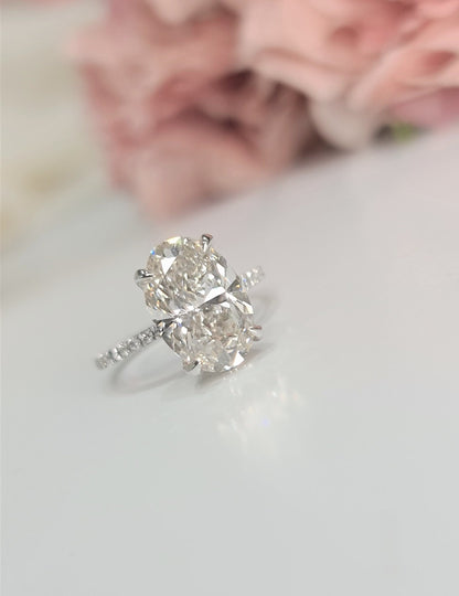 3.0 CT Oval Hidden Halo CVD G/VS1 Diamond Engagement Ring