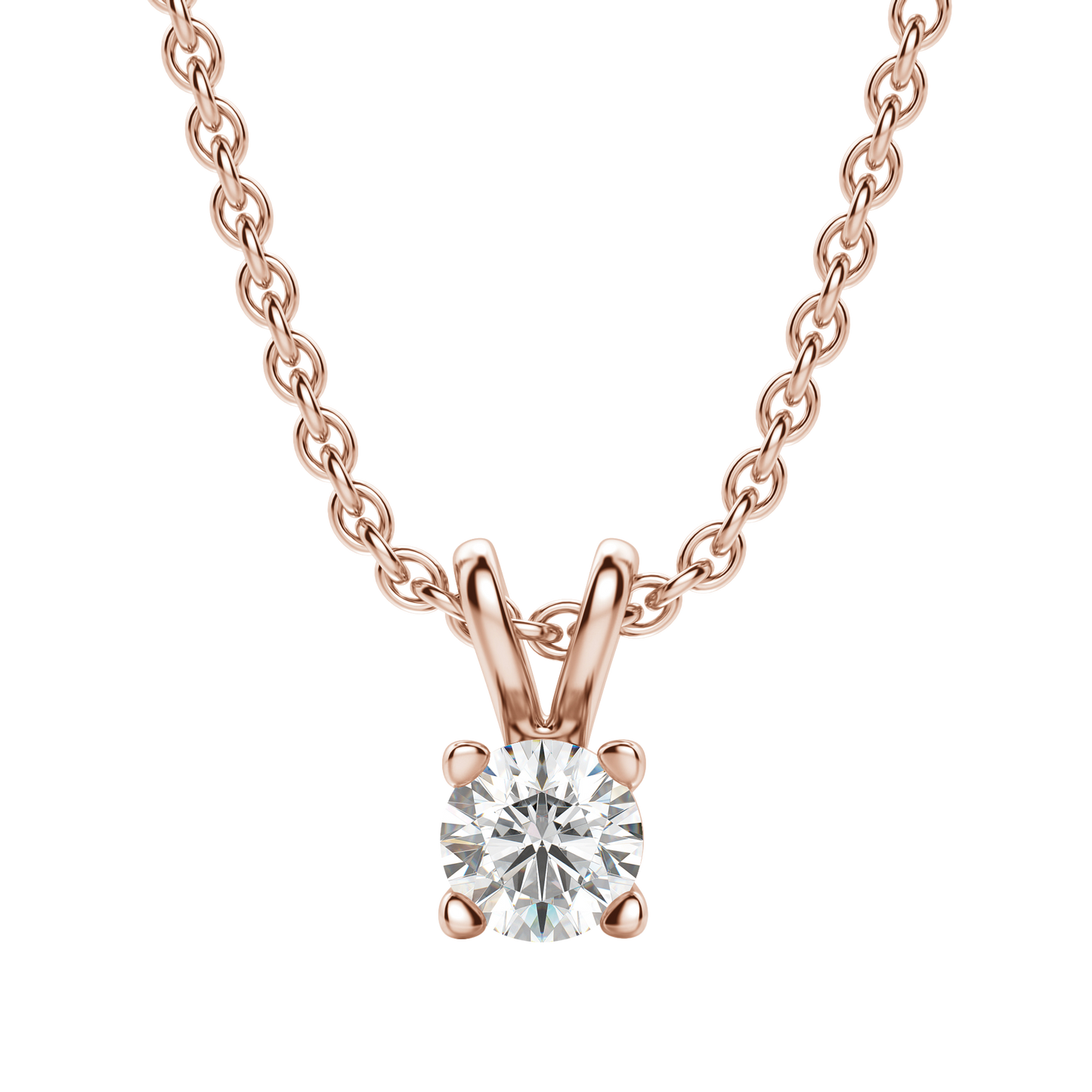 0.25 CT-1.0 CT Round Solitaire CVD F/VS Diamond Necklace