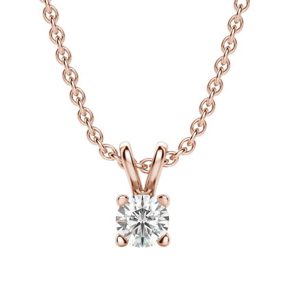 0.25 CT-1.0 CT Round Solitaire CVD F/VS Diamond Necklace