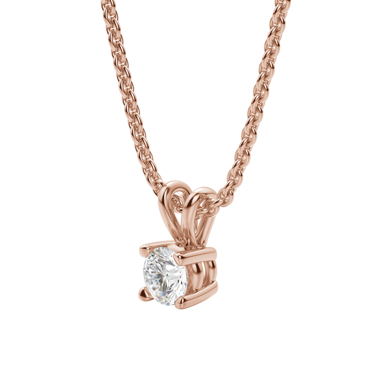 0.25 CT-1.0 CT Round Solitaire CVD F/VS Diamond Necklace