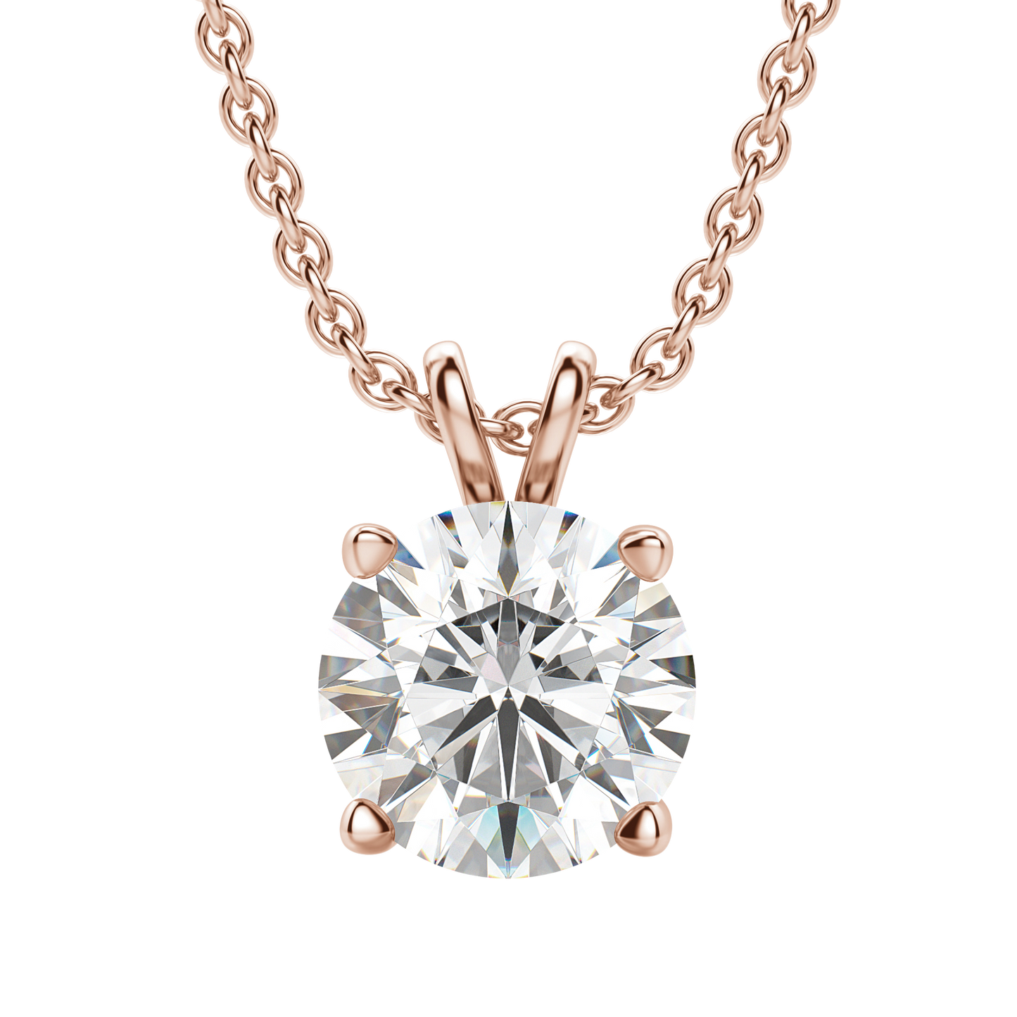 0.25 CT-1.0 CT Round Solitaire CVD F/VS Diamond Necklace